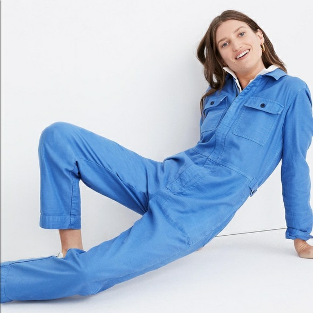 Madwell Garment-Dyed Zip-Front Coverall Jumpsuit in Fountain Blue XXL (12/14)